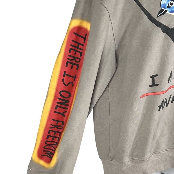 Street Wear Graphic Sweatshirt L Bird Skeleton Skater Uplifting Graffiti Hip Hop - Picture 3 of 15